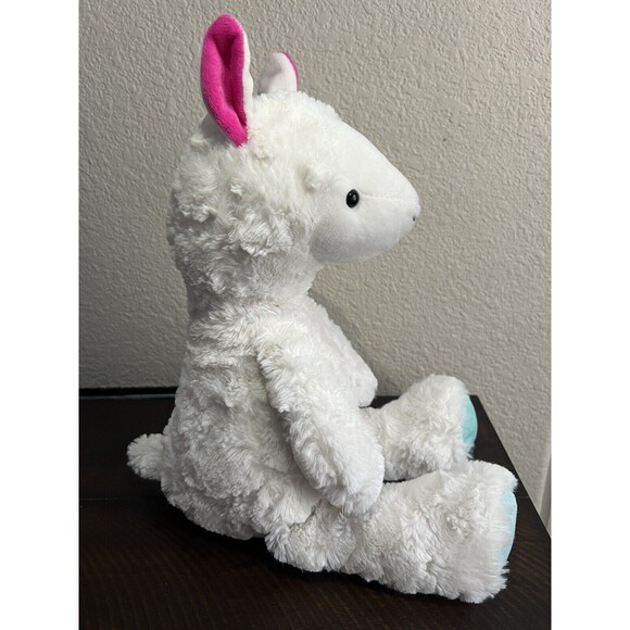 Pottery Barn Kids Llama Rare Retired Plush Stuffed Animal Pink Ears Blue Feet - Picture 5 of 10